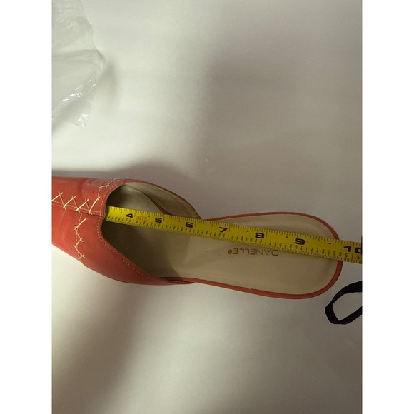 Danelle Women 8.5M Cone Heel Mules Coral Leather Boho Festival Y2K office Career - Picture 11 of 11